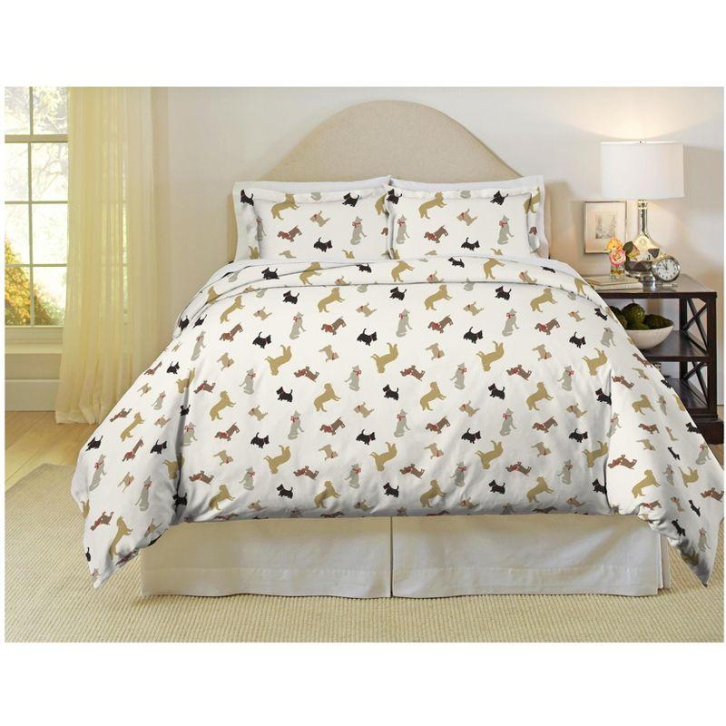 Winter Dogs Modern & Contemporary Flannel Duvet Cover Set