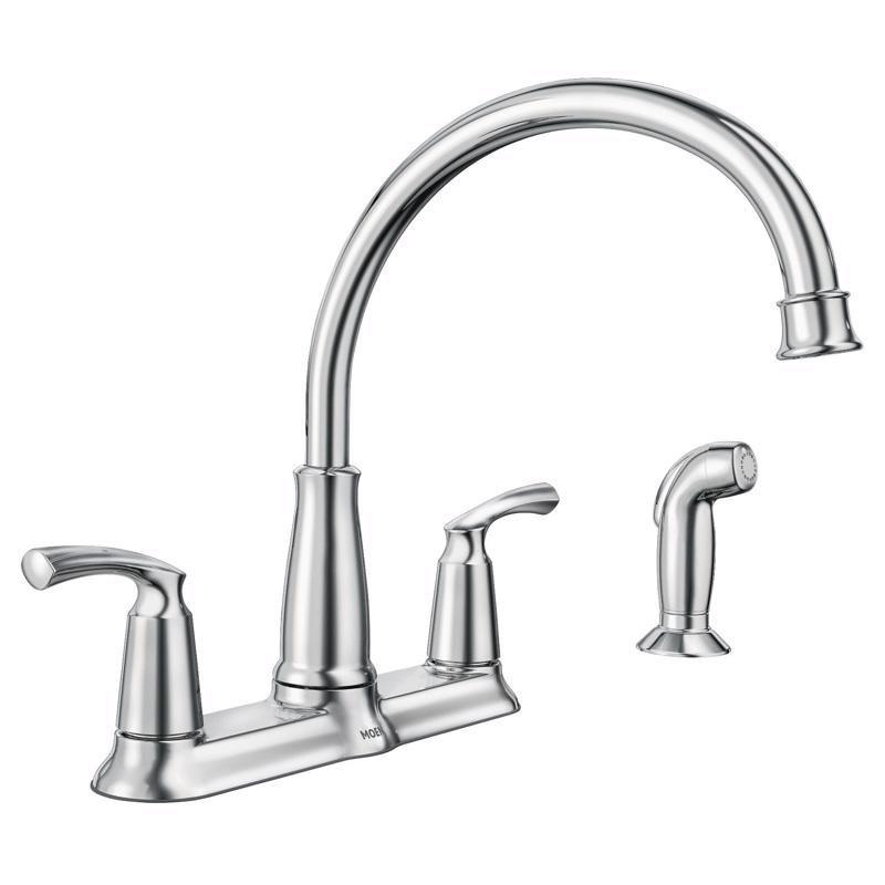 Moen Bexley Chrome Two Handle Kitchen Faucet with Side Sprayer