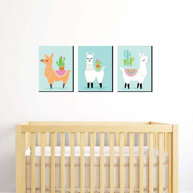 Big Dot of Happiness Whole Llama Fun - Nursery Wall Art, Kids Room Decor and Llama Fiesta Home Decor - Gift Ideas - 7.5 x 10 inches - Set of 3 Prints