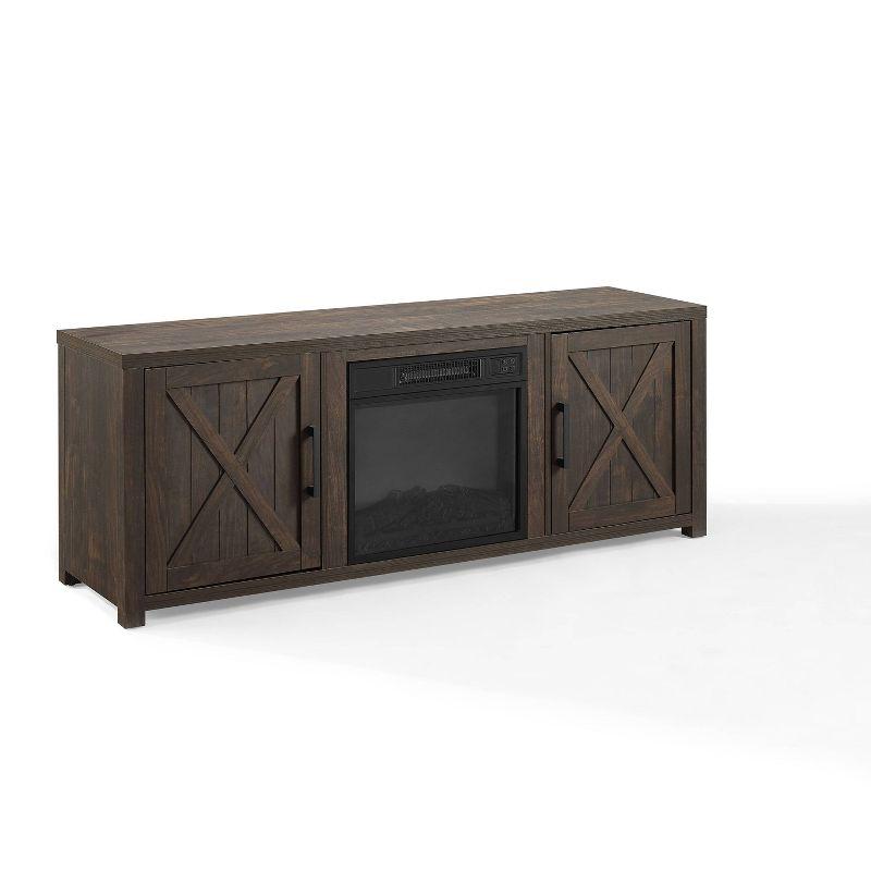 Gordon 58" Dark Walnut TV Stand with Fireplace