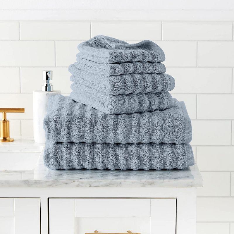 Modern Threads Luxury 100% Cotton 6-pc Wavy Towel Set, Blue