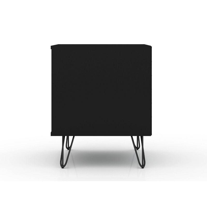 Mid-Century Modern Black Nightstand with Metal Legs and Drawer