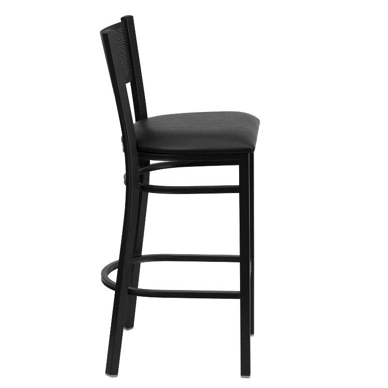 Miranda Commercial Grade Grid Back Metal Restaurant Barstool with Vinyl Seat