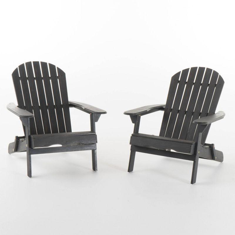 2pk Bellwood Outdoor Acacia Wood Folding Adirondack Chairs Dark Gray - Christopher Knight Home