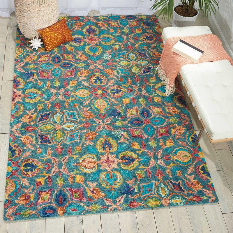 Nourison Vivid Teal Area Rug VIV08 5'X7'6"