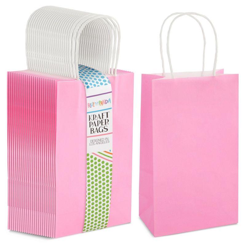 Pink Small Paper Gift Bags with Handles - 25 Pack