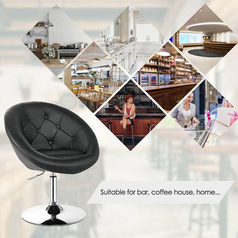 Yaheetech Height Adjustable Swivel Upholstered Round Accent Chair Barrel Chair-Black
