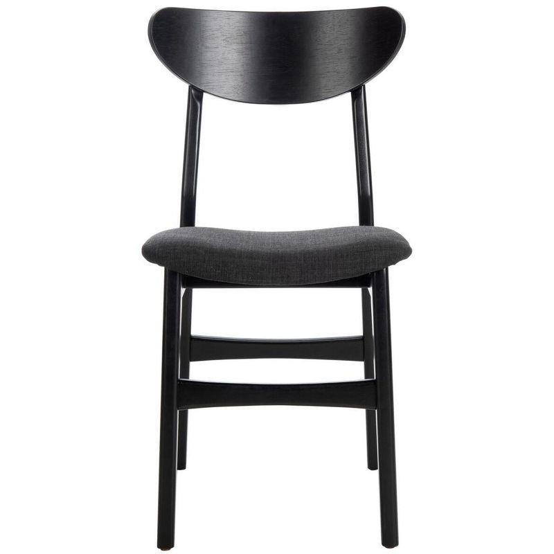 Transitional Black Wood Upholstered Side Chair Set of 2