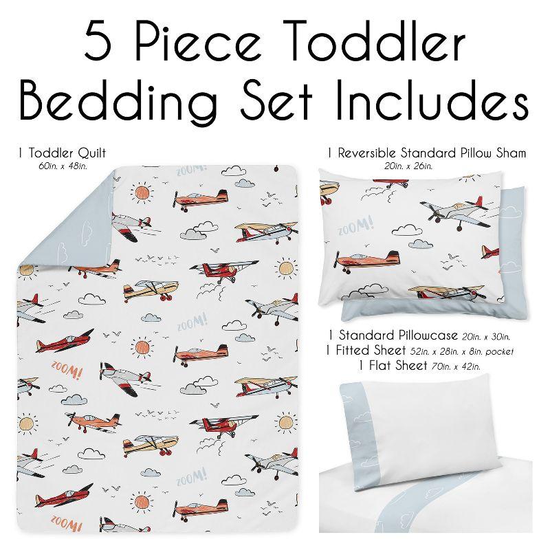 Vintage Airplane 5 Piece Toddler Bedding Set