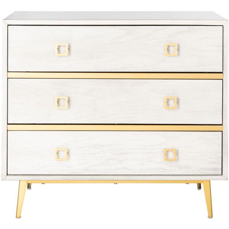 Katia 3 Drawer Chest - CHS6413 - White Wash/Gold - Safavieh