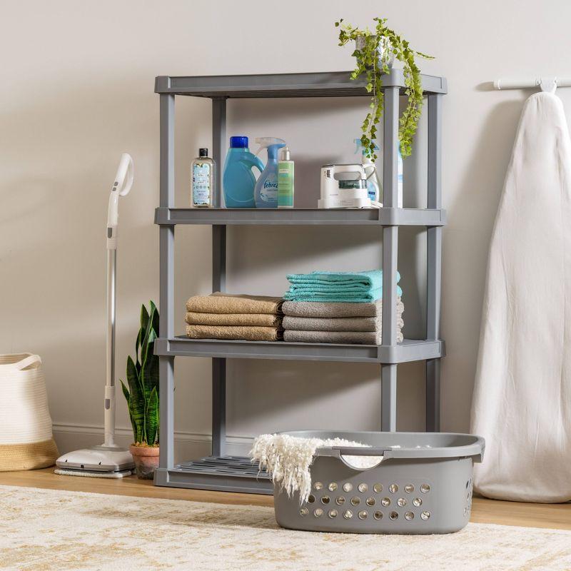 IRIS USA, Inc. 4-Tier Large Plastic Garage Storage Shelving Unit, Gray (18 W x 56 H x 36 D)