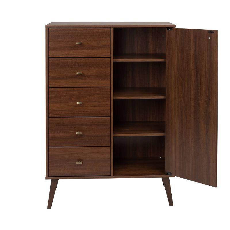 Milo Mid-Century Modern 5 Drawer Chest with Door - Prepac