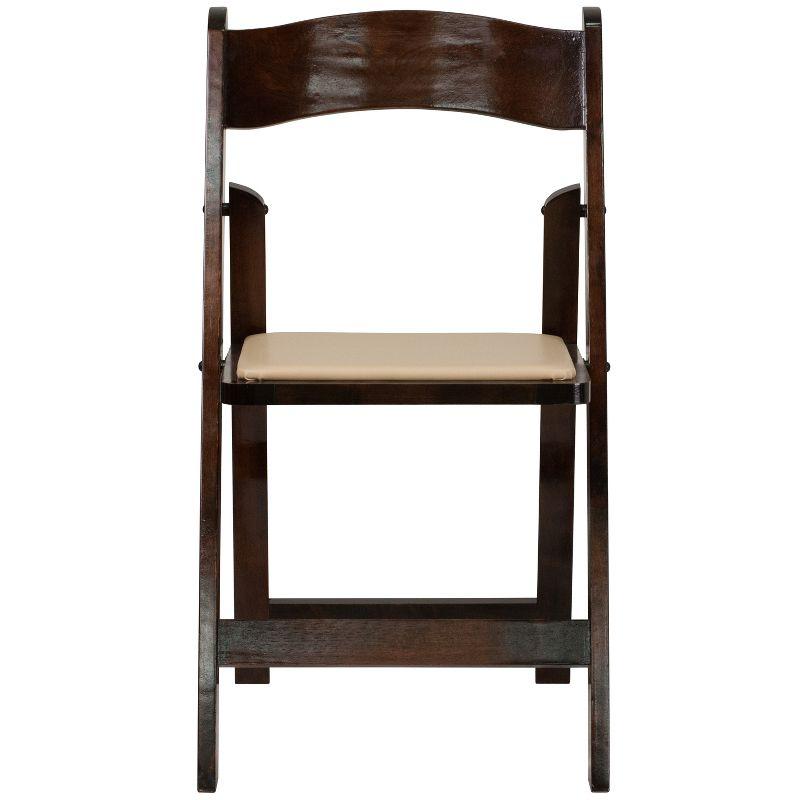 Fruitwood Armless Wood Folding Chair with Vinyl Padded Seat