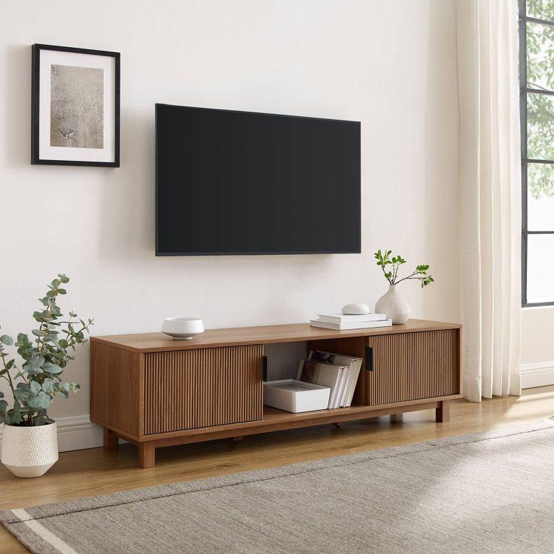 Mocha Engineered Wood 2-Door TV Stand with Storage