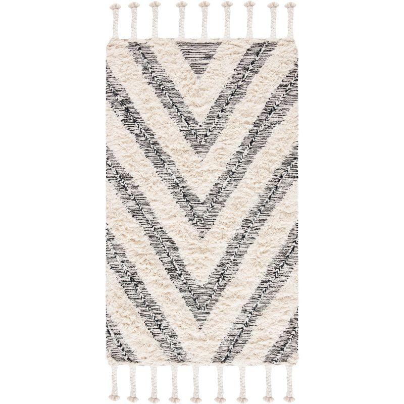 Kenya KNY901 Hand Knotted Area Rug - Black/Ivory - 3'x5' - Safavieh.