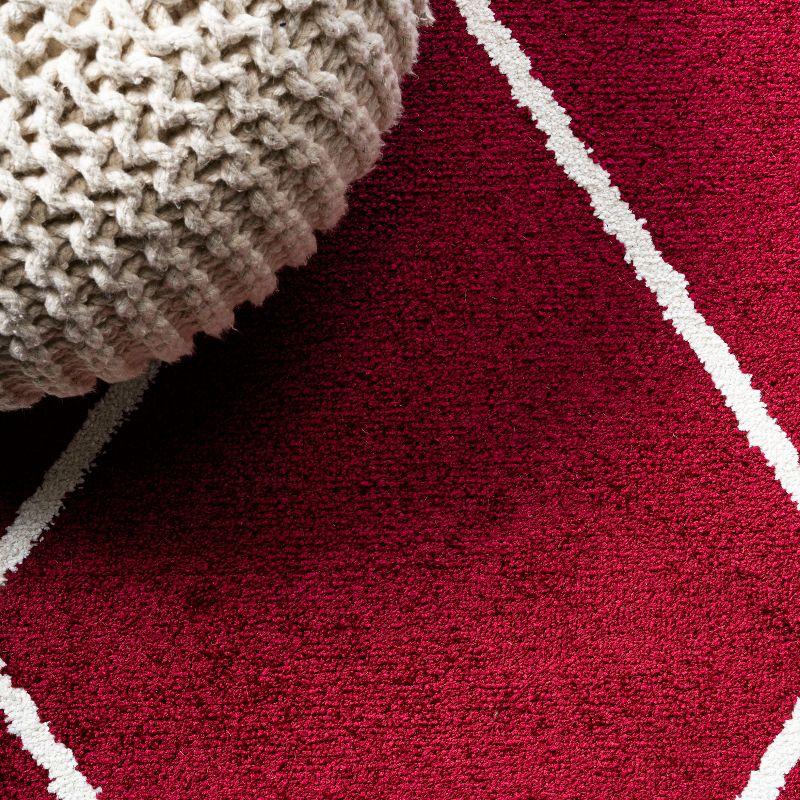 4'x6' Cole Minimalist Diamond Trellis Area Rug, Red/White - JONATHAN Y