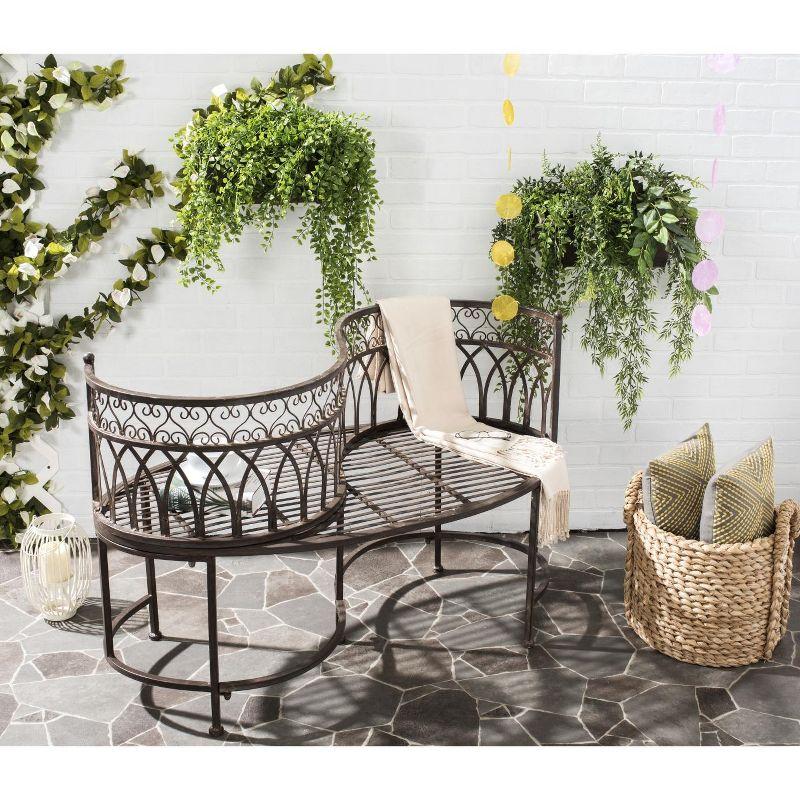 Lara Kissing Bench - Outdoor - PAT5005 - Rustic Brown - Safavieh