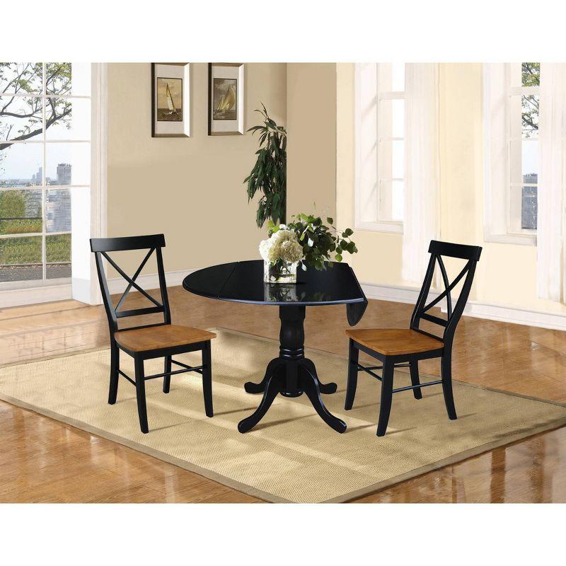 Black Dual Drop Leaf Dining Table with 4 Chairs