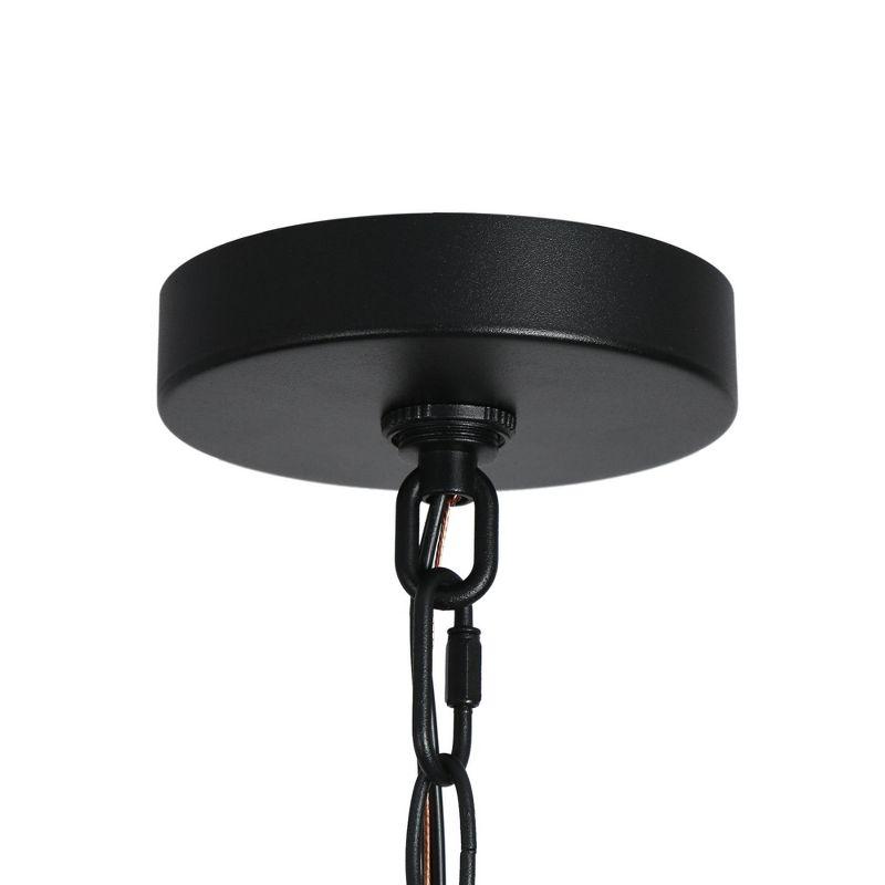 LNC 8" Square Cage Modern Outdoor Pendant Lamp Matte Black: Weather-Resistant, Glass Shade, E26