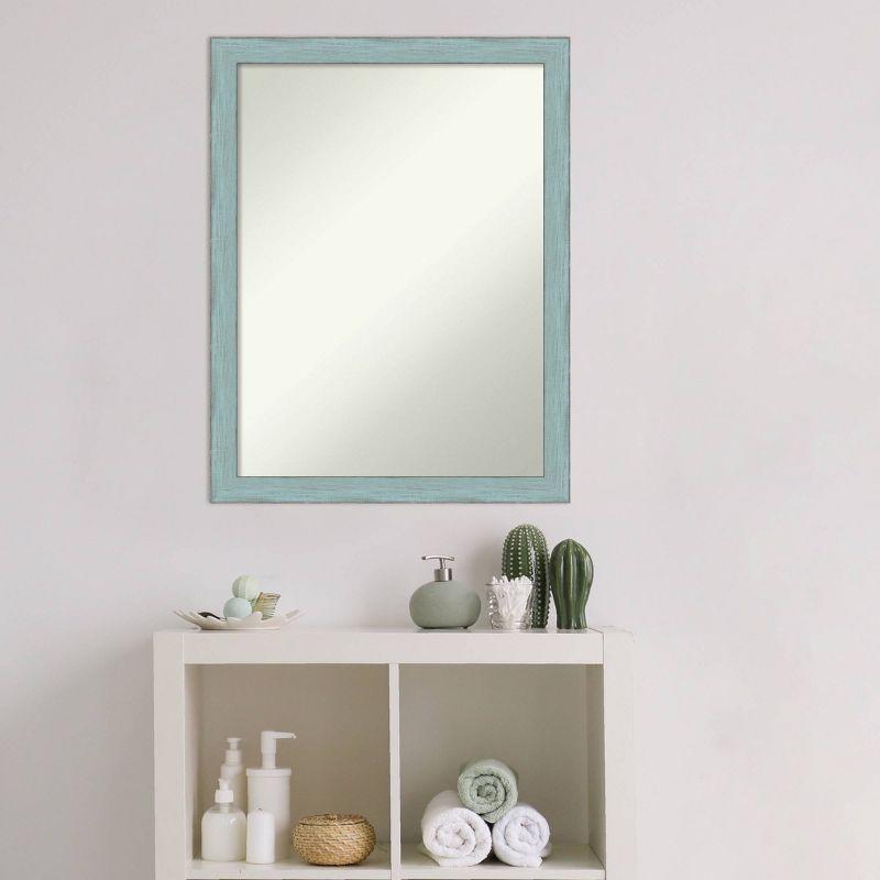 20" x 26" Non-Beveled Sky Blue Rustic Wood Bathroom Wall Mirror - Amanti Art: Rectangle Vanity Decor with Mounting Hardware