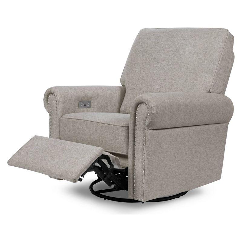 Gray Eco-Weave Swivel Recliner with USB Port