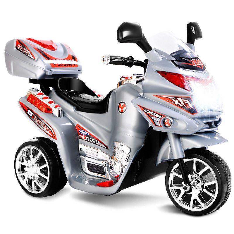 Gray 6V Plastic Kids Ride-On Motorcycle with Storage