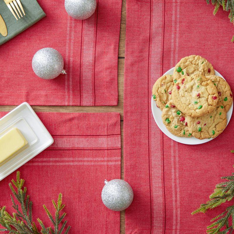 TANGO RED CHAMBRAY FRENCH STRIPE PLACEMAT SET/6