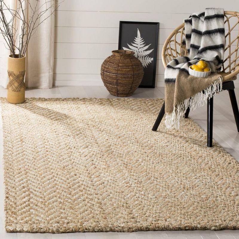 Ivory and Natural Handwoven Jute Area Rug 4' x 6'