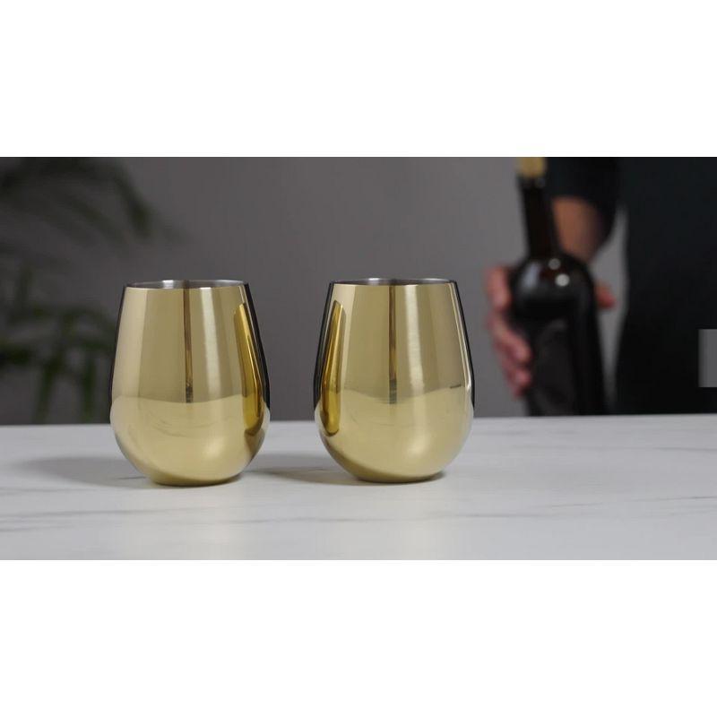 Belmont Stainless Steel Stemless Wine Glasses in Gold