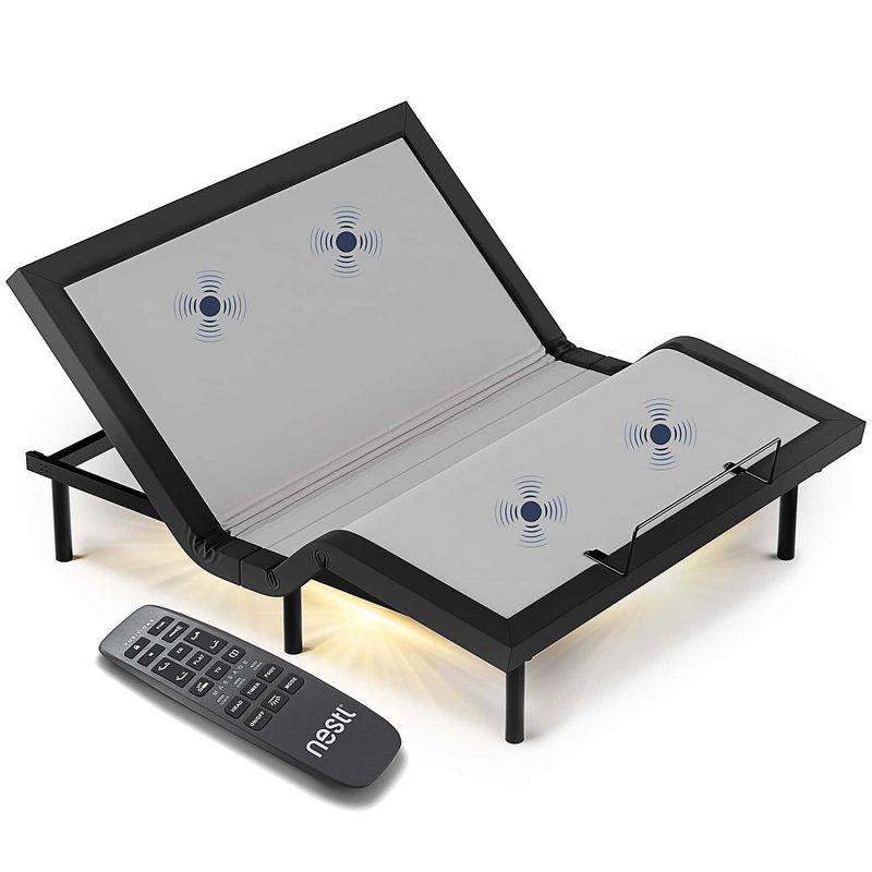 Clara Clark Clara Clark Massaging Zero Gravity, Zero Clearance Adjustable Bed with Wireless Remote, USB Ports & LED Lights