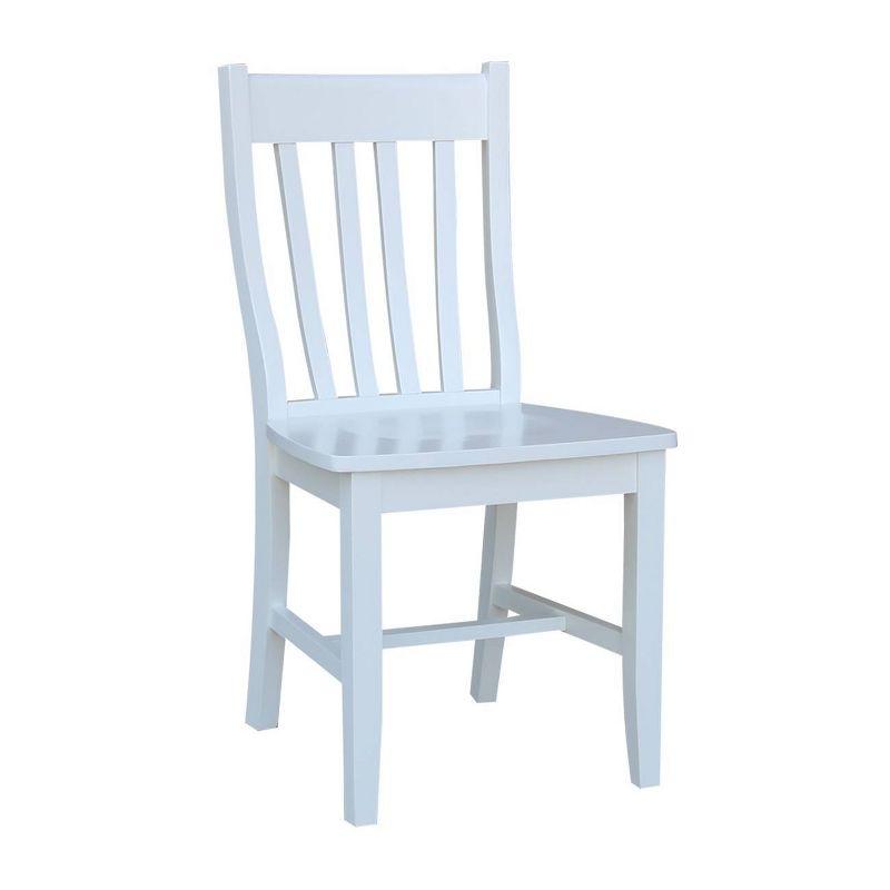 Elegant White Solid Wood High Slat Side Chairs, Set of 2