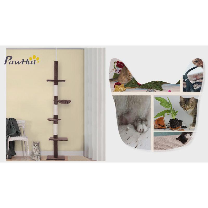 Adjustable Brown and White 5-Tier Floor-to-Ceiling Cat Tree