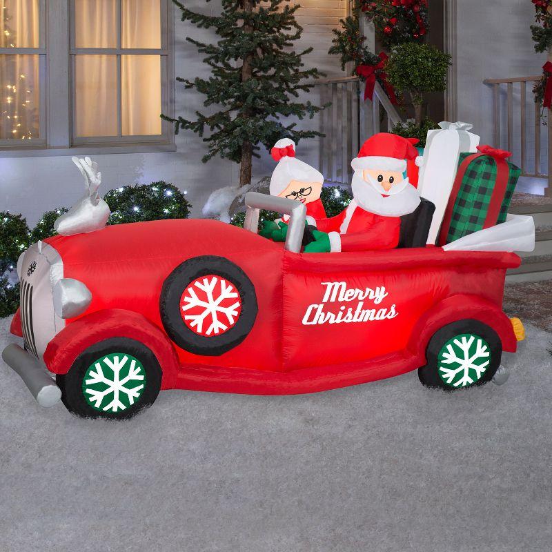 Gemmy Animated Christmas Inflatable Santa and Mrs. Claus in Red Car, 4 ft Tall, Multi