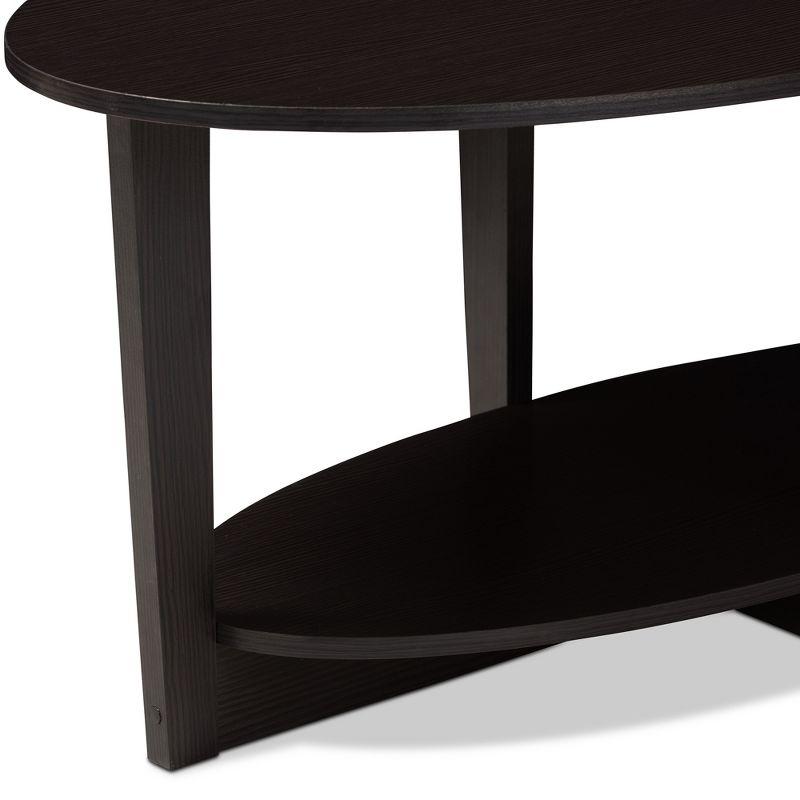 Jacintha Modern Coffee Table with Storage Shelf: Wenge Brown - Baxton Studio