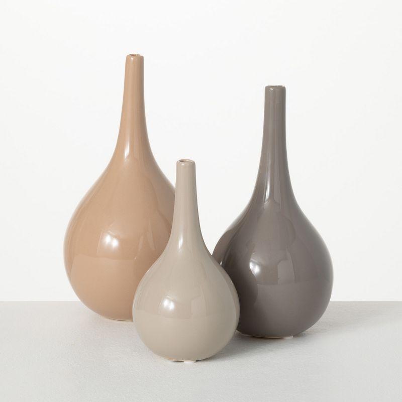 Sullivans Warm Glossy Ceramic Vase Set of 3, 10"H, 9"H & 7"H Multicolored
