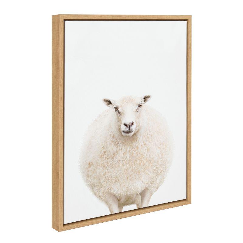 Natural Framed Canvas Sheep Portrait by Amy Peterson, 18x24