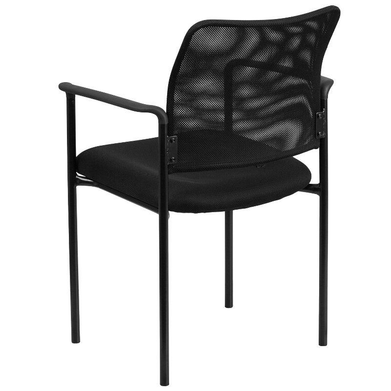 Flash Furniture Comfort Black Mesh Stackable Steel Side Chair with Arms