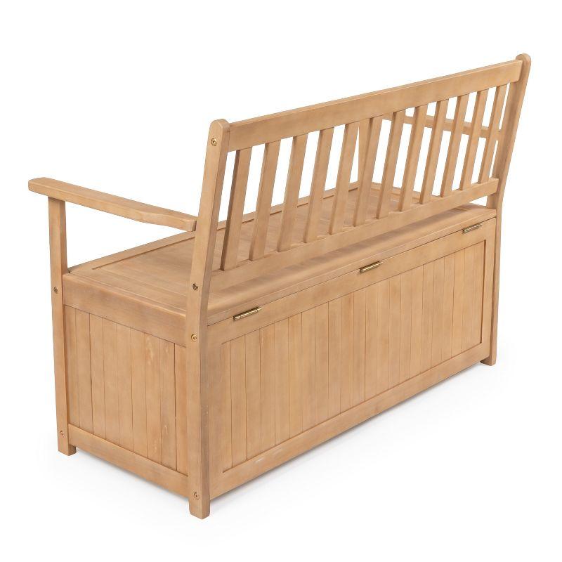 happimess Sophie 48" Traditional Farmhouse Lift-Top Acacia Wood Storage & Entry Bench