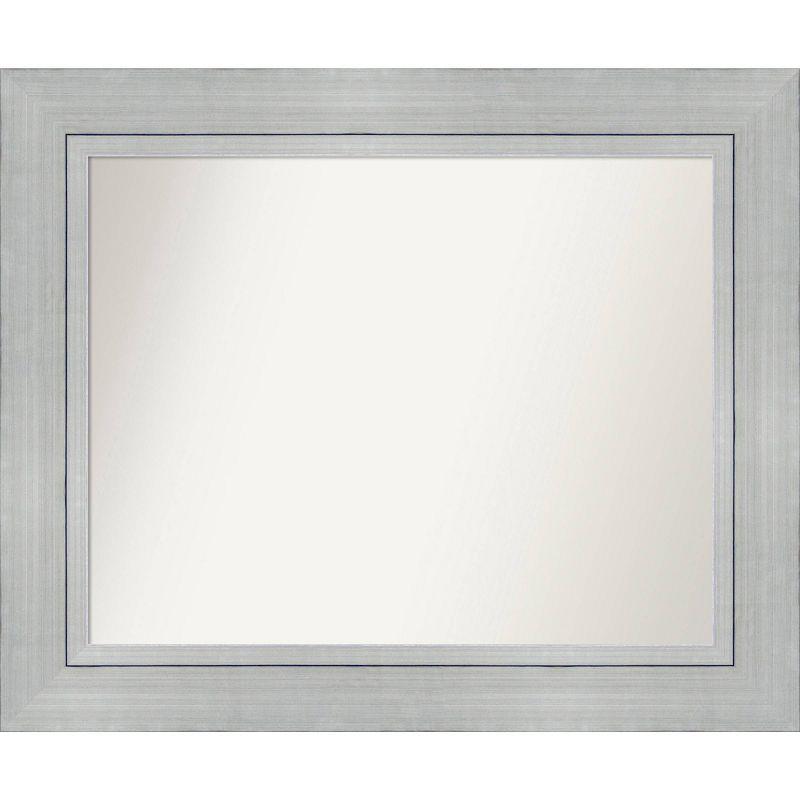 35" x 29" Non-Beveled Romano Silver Wood Wall Mirror - Amanti Art: Modern Rectangle, Includes Mounting Hardware
