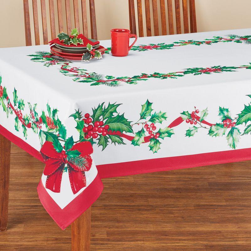 Festive Holly Berry Colorful Printed Tablecloth