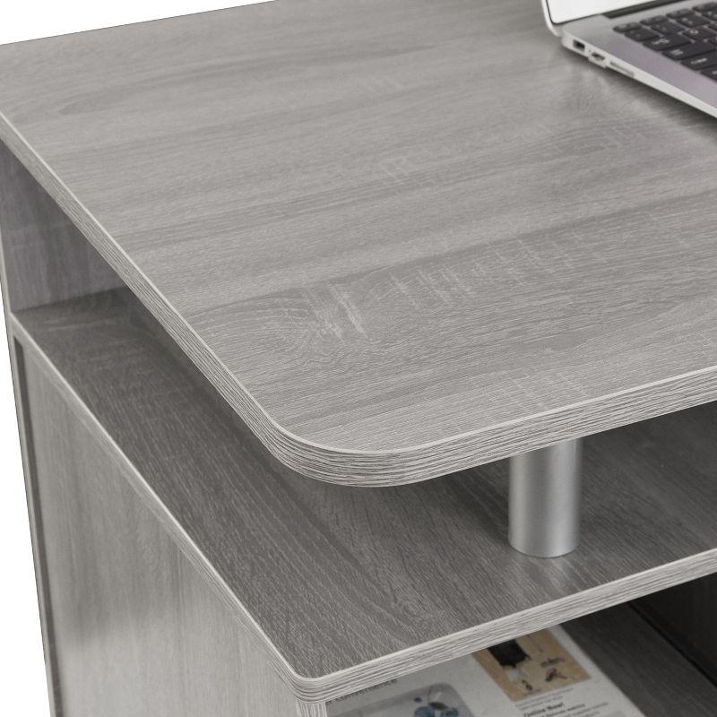 Gray MDF Computer Desk with Drawer and Keyboard Tray