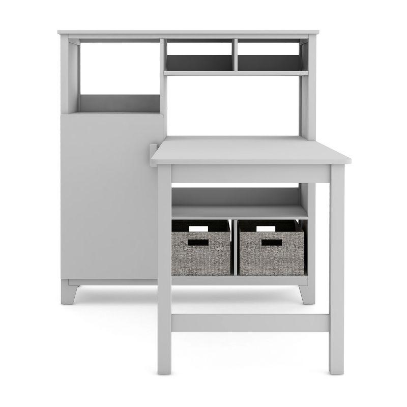 Martha Stewart Kids' Media System Desk and Chair Set: Children's Wooden Homeschool Study Table with Hutch Storage; Bedroom Furniture