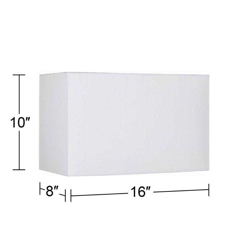 Springcrest White Medium Rectangular Hardback Lamp Shade 16" Wide x 8" Deep x 10" High (Spider) Replacement with Harp and Finial