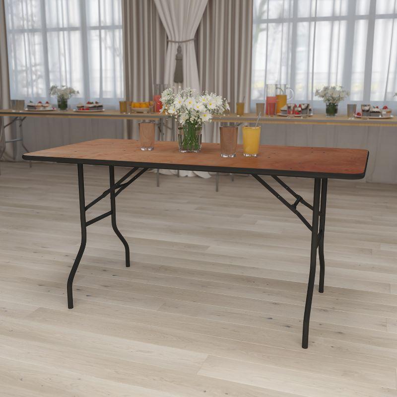 Emma + Oliver 5-Foot Light Wood Rectangular Folding Dining Table