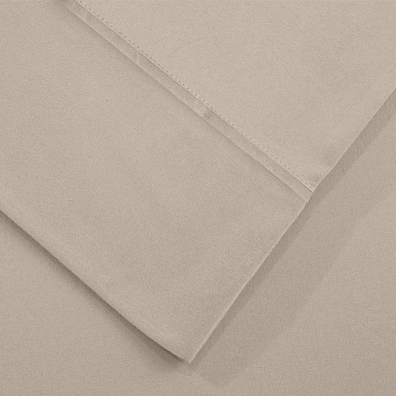 Modern Threads 4-Piece Solid Microfiber Sheet Set, Khaki, Queen