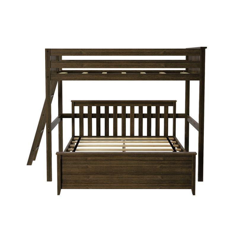 Max & Lily Bunk Bed, L Shaped Full-Over-Queen Bed Frame for Kids with Ladder on End, Solid Wood Bunk Bed for Kids, No Box Spring Needed, Walnut