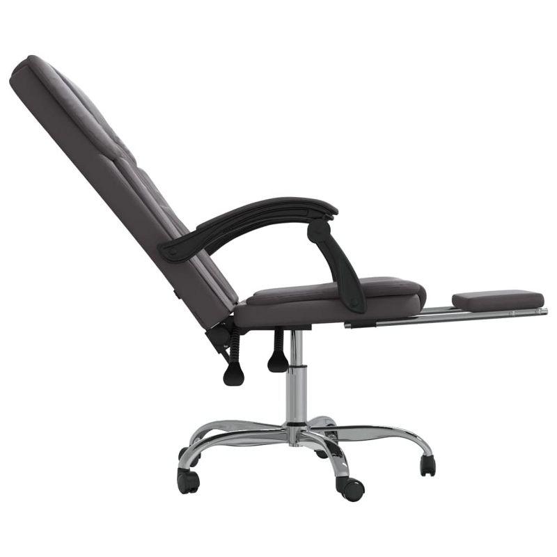 vidaXL Reclining Office Chair- Adjustable, Swivel Design with Rolling Castors, Grey Faux Leather, Metal and Plywood Frame