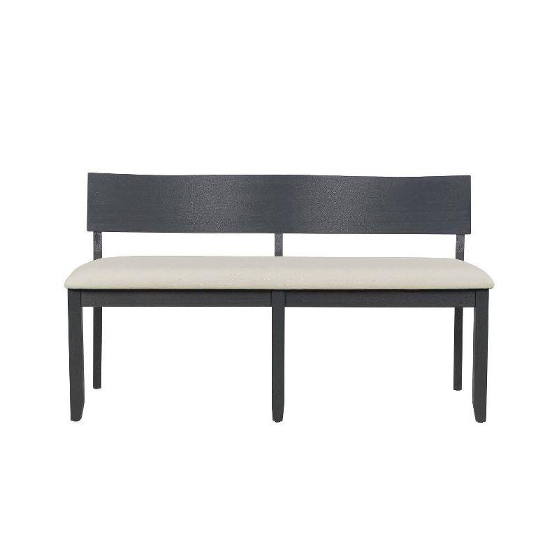 Boraam Capella Cream Fabric Dining Height Bench Matte Black