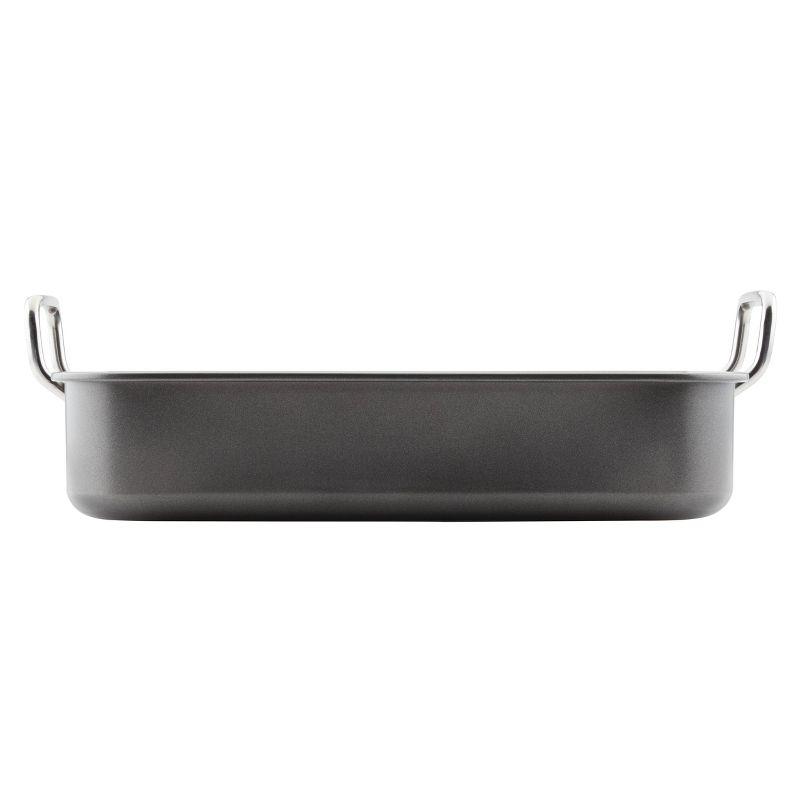 Rachael Ray 16" x 13" Roaster with Dual-Height Rack: Nonstick Carbon Steel Turkey Pan, Riveted Handles, Oven-Safe 450°F