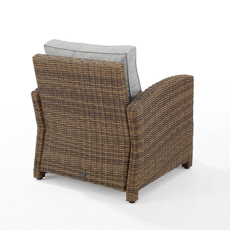 Bradenton Outdoor Wicker Arm Chair - Gray/Weathered Brown - Crosley: Steel Frame, UV-Resistant Patio Accent Chair